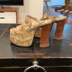 Platform snake skin sandals